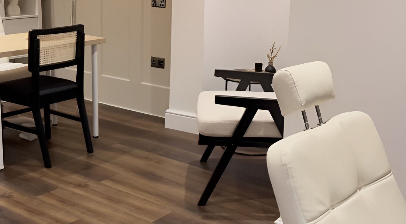 Modern interior with sleek chairs at ByChloeAllen, Tamworth, England, GB. Perfect for relaxation and services.