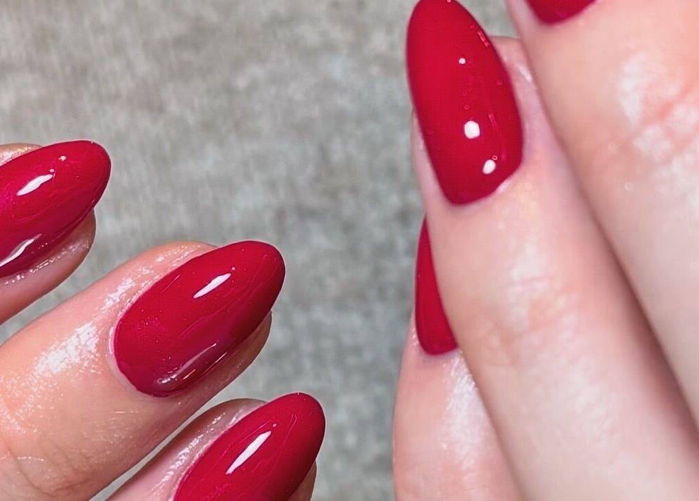 Vibrant red manicure by ByChloeAllen in Tamworth, England, GB, showcasing stylish, polished nails.