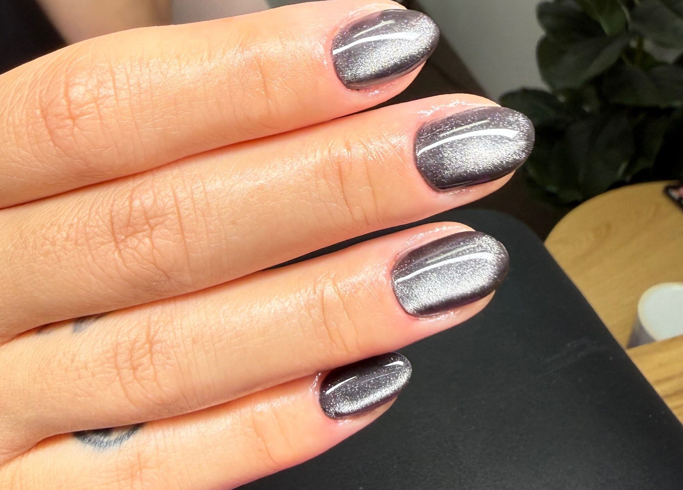 Elegant metallic nails at Studio Monarch by Leia Ebert, Bundall, Queensland, AU.