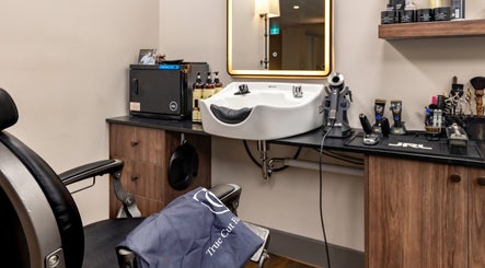 Interior of True Cut Barber Studio with modern styling tools in Sydney, New South Wales, AU.
