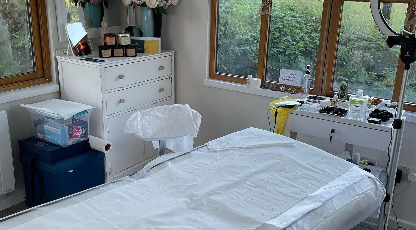 Calm beauty room at Rachael Loco Permanent Makeup, Dorchester, England, GB with serene natural views.
