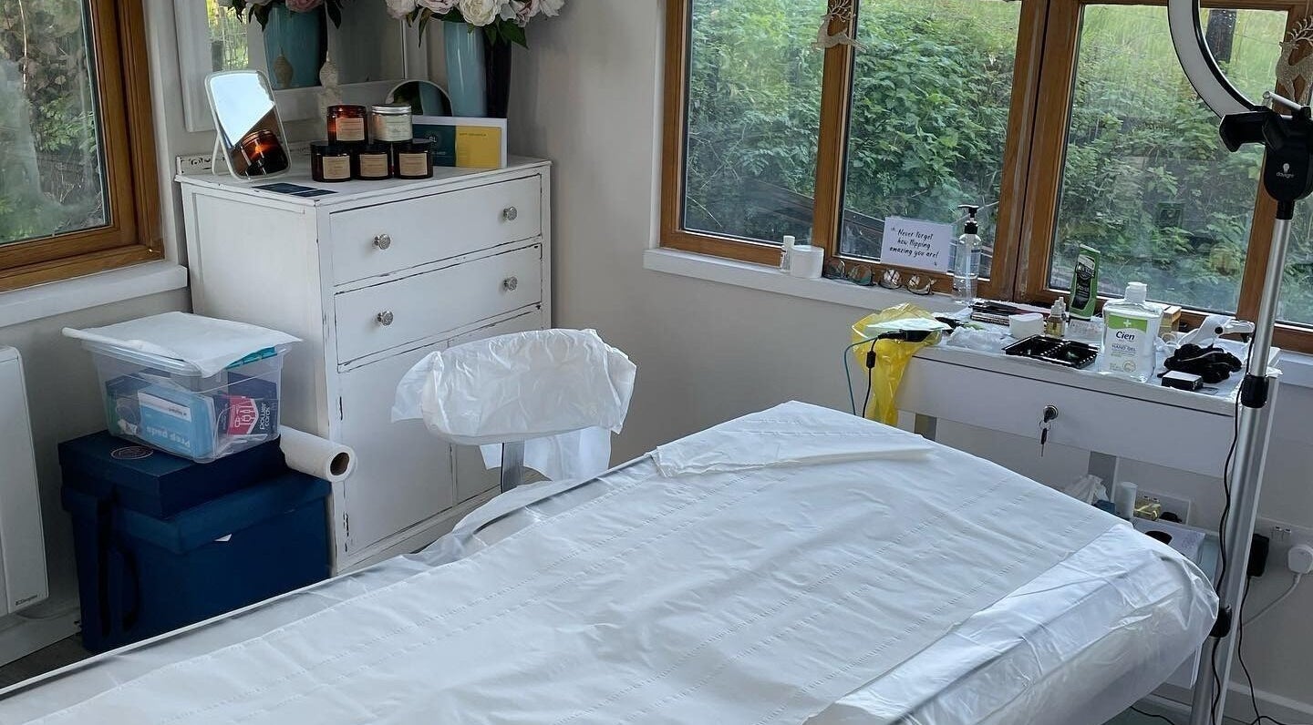 Calm beauty room at Rachael Loco Permanent Makeup, Dorchester, England, GB with serene natural views.