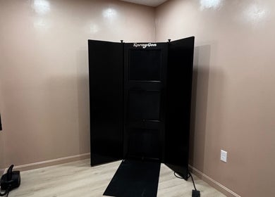Spray booth at BlushTan Worcester offering premium tanning services in Worcester, Massachusetts, US.