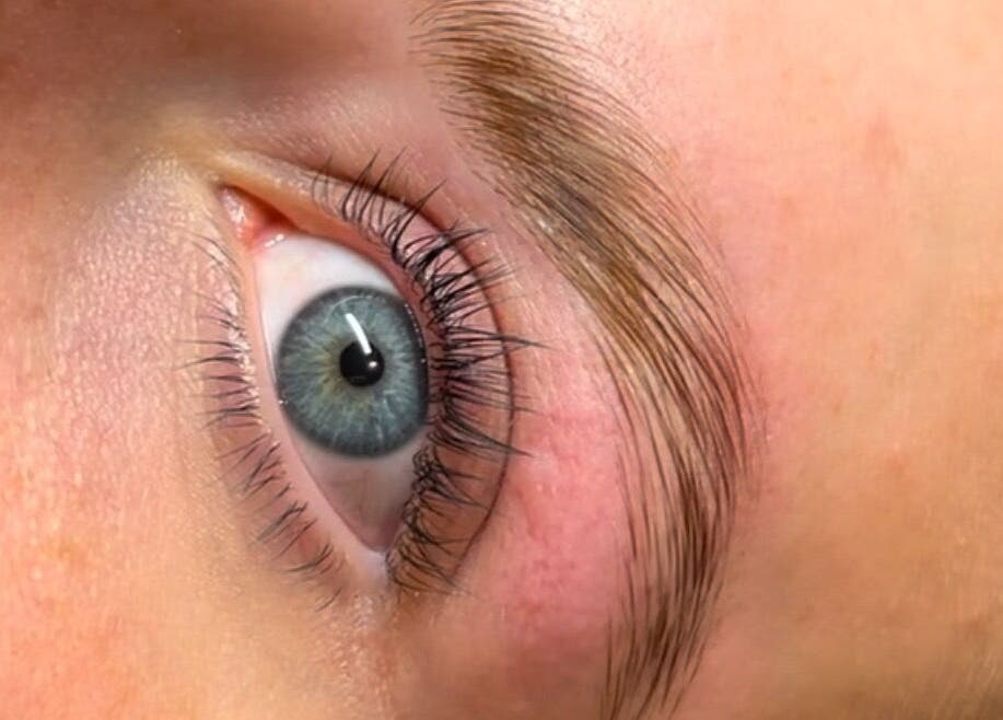 Close-up of a well-groomed eyebrow and vibrant eye at By Emily Francesca - Langford, Langford, England, GB.