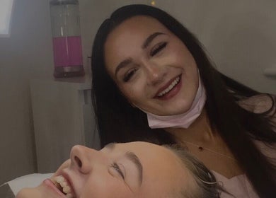 Clients enjoying skincare treatment at Pretty by Millie, Bewdley, England, GB with joyful expressions.