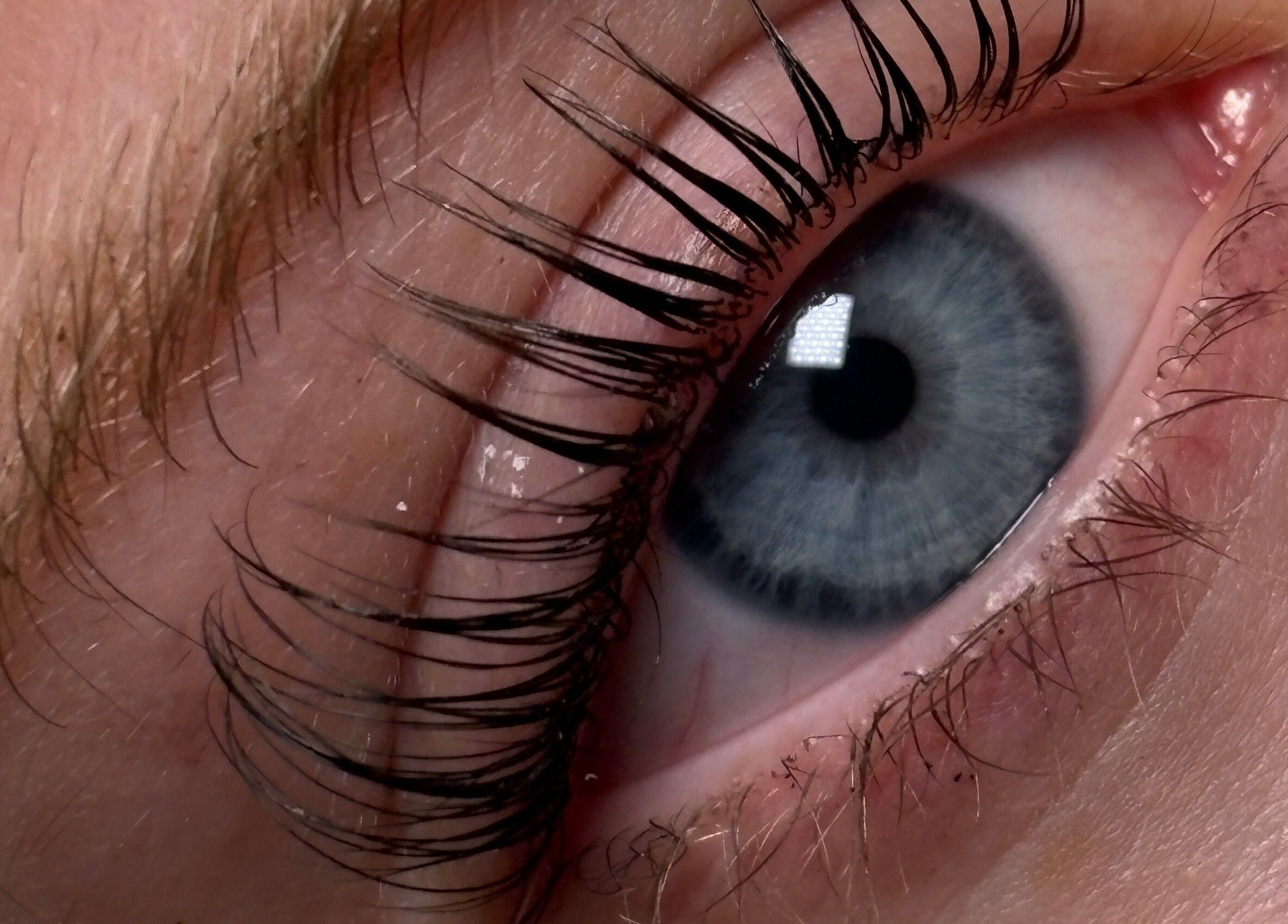 Close-up of a beautifully enhanced eye at Pretty by Millie, Bewdley, England, GB.