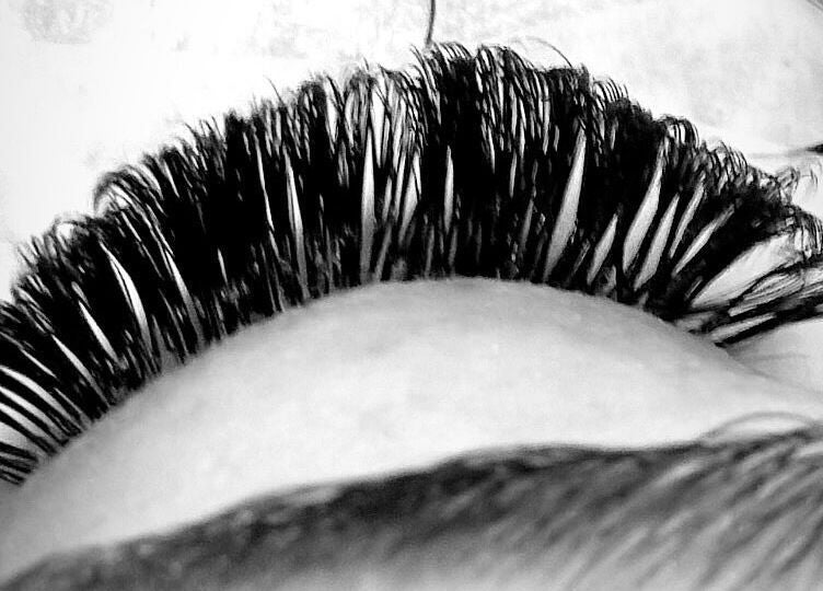 Close-up of beautiful eyelash extensions at Pretty by Millie in Bewdley, England, GB.