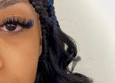 Close-up of eye with styled lashes at Fairy Lash Mother, Boise, Idaho, US.