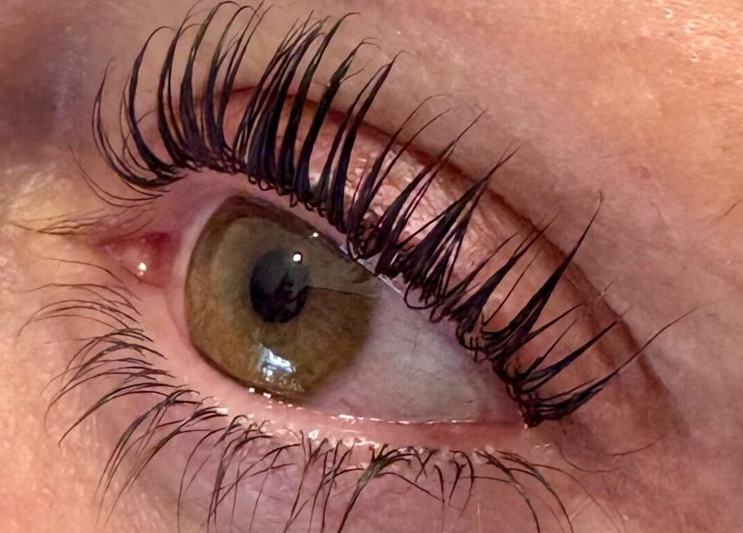 Close-up of eyelash extensions at Skin Amore, Llangyfelach, Wales, GB.