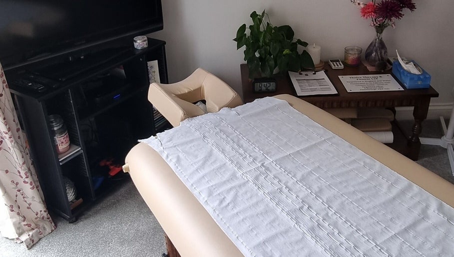 Massage table setup at Thrive Therapy & Fitness, Peterborough, England, GB, inviting calm and relaxation.