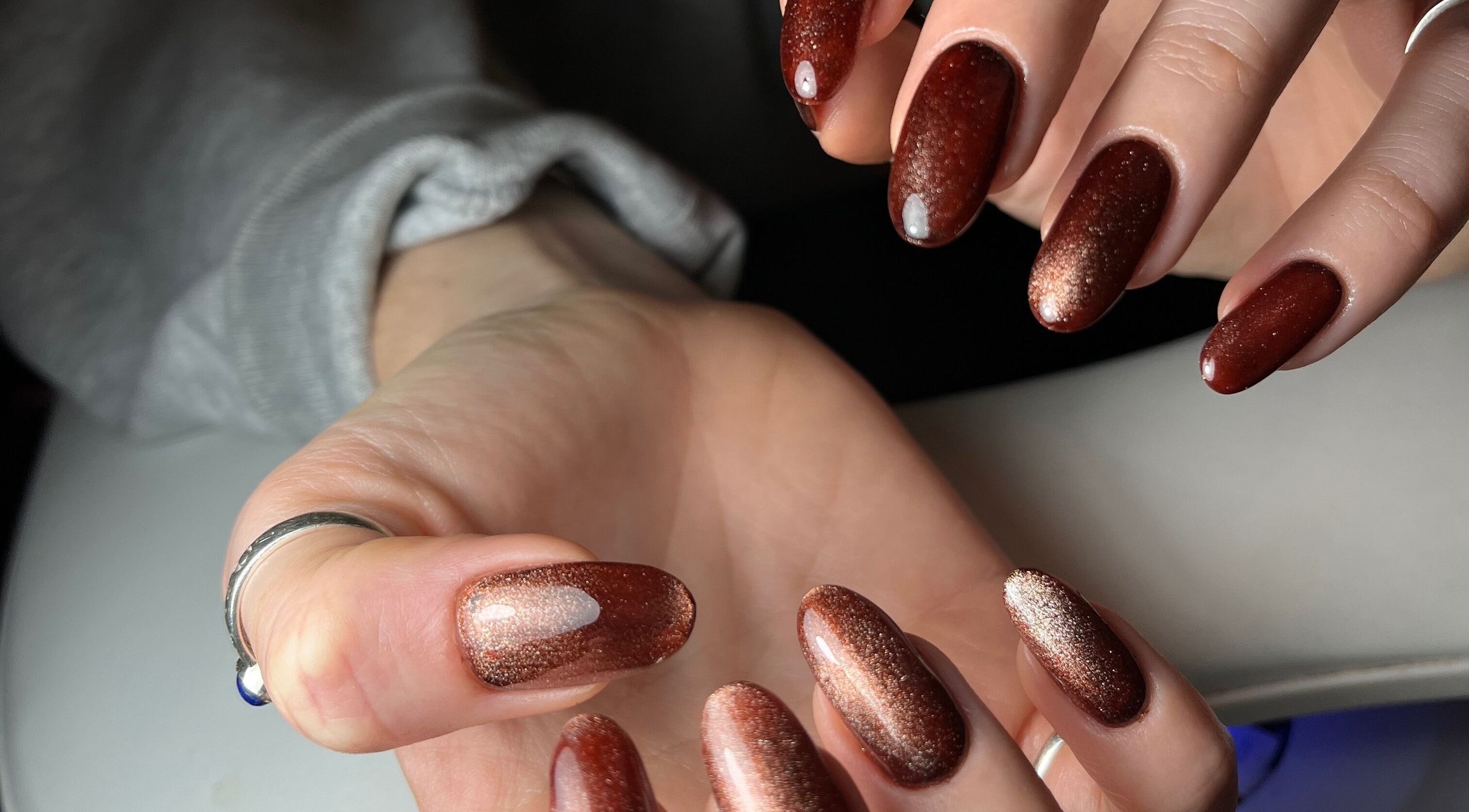 Elegant bronze manicure done at Pooch 1 Creates, Bristol, England, GB. Perfect for beauty and style.