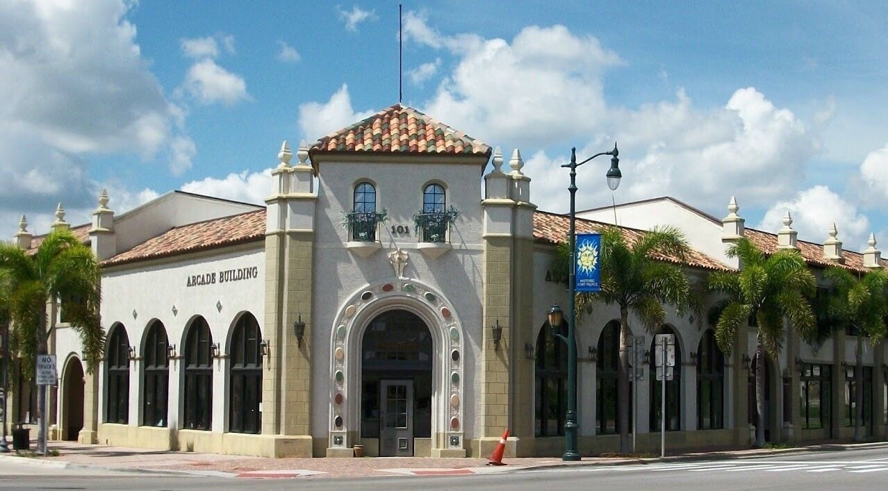Front view of Joanne's Nutrition World in Arcade Building, Fort Pierce, Florida, US.