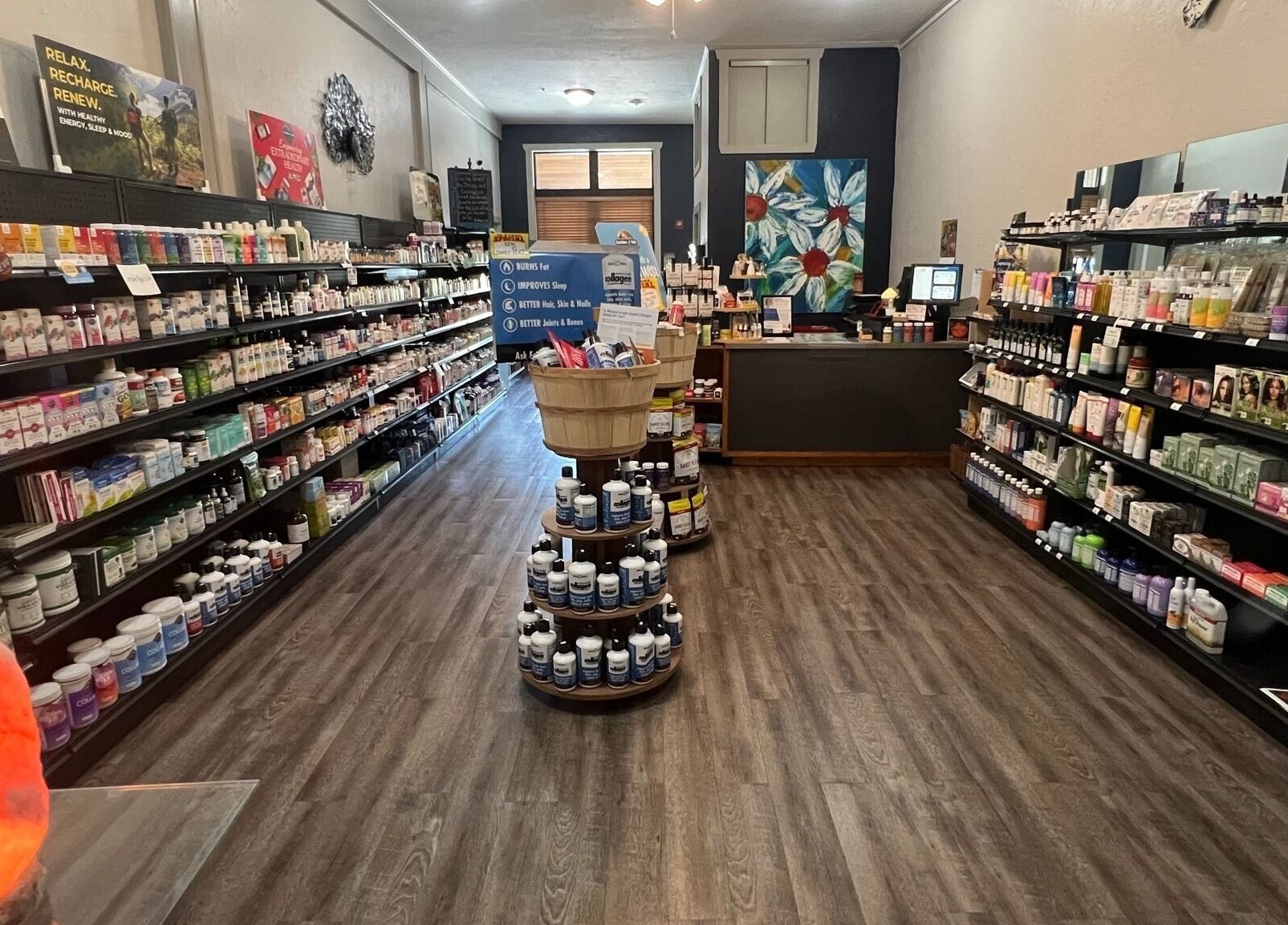 Interior view of Joanne's Nutrition World in Fort Pierce, Florida, showcasing a wide array of health products.