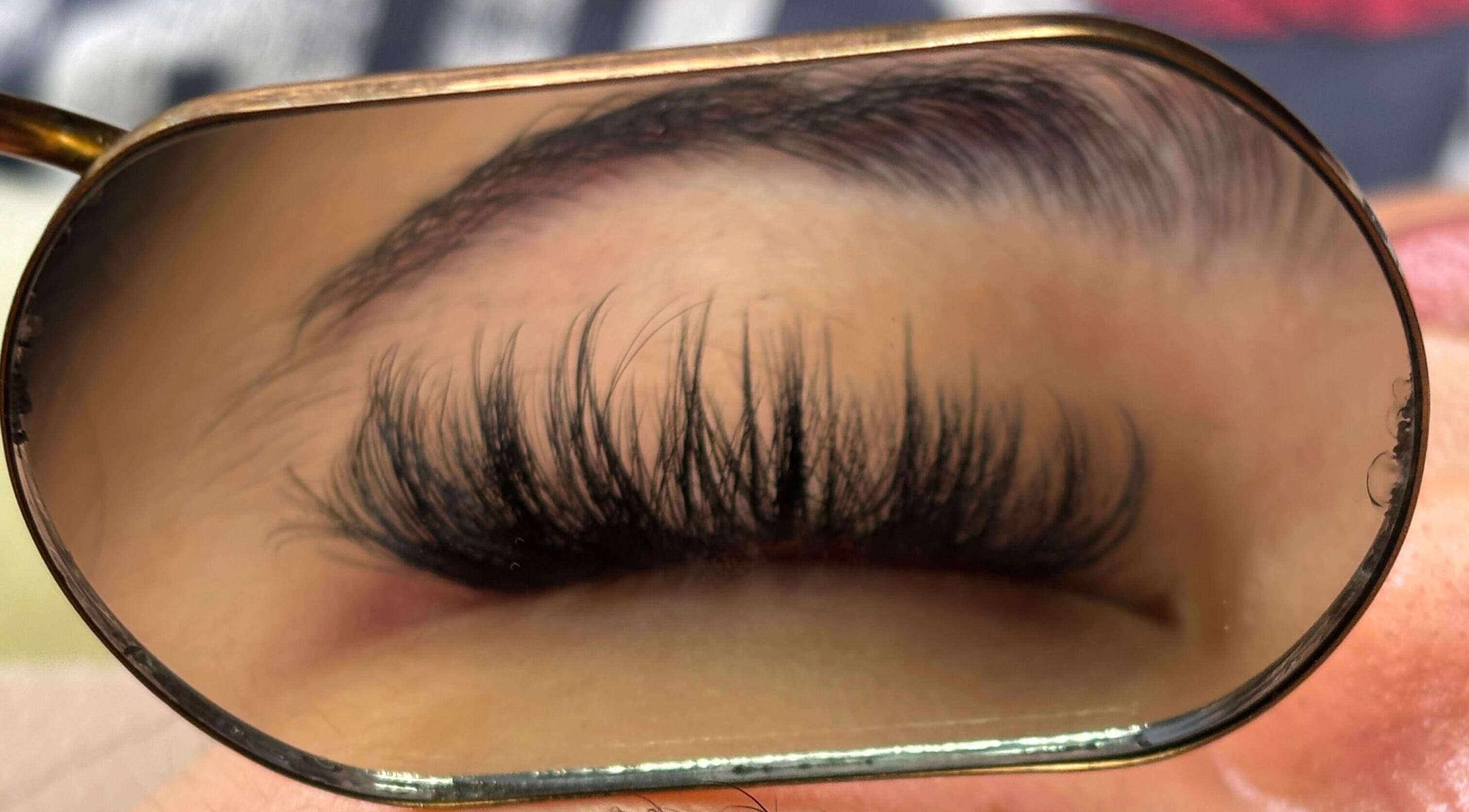 Close-up of expertly applied eyelashes at Rachel's Salon, Surrey, British Columbia, CA.