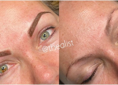 Before and after eyebrow treatment at The A List Beauty Salon, Gqeberha, Eastern Cape, ZA.