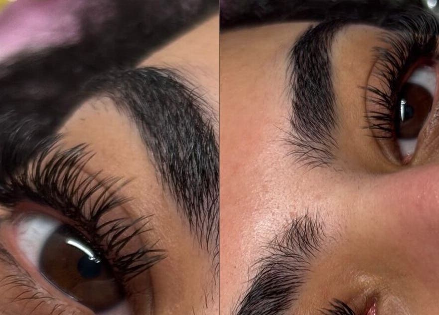 Before and after eyelash extensions at The Luxurious Lash Salon, Sharjah, Sharjah, AE.