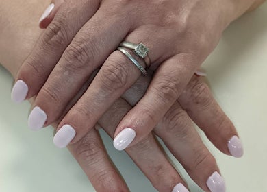 Elegant light pink manicure at Kime Salon - Nails Hair and Beauty in Roodepoort, Gauteng, ZA.