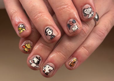 Cartoon nail art at Lanny King, High Melton, England, GB showcasing unique creative designs.