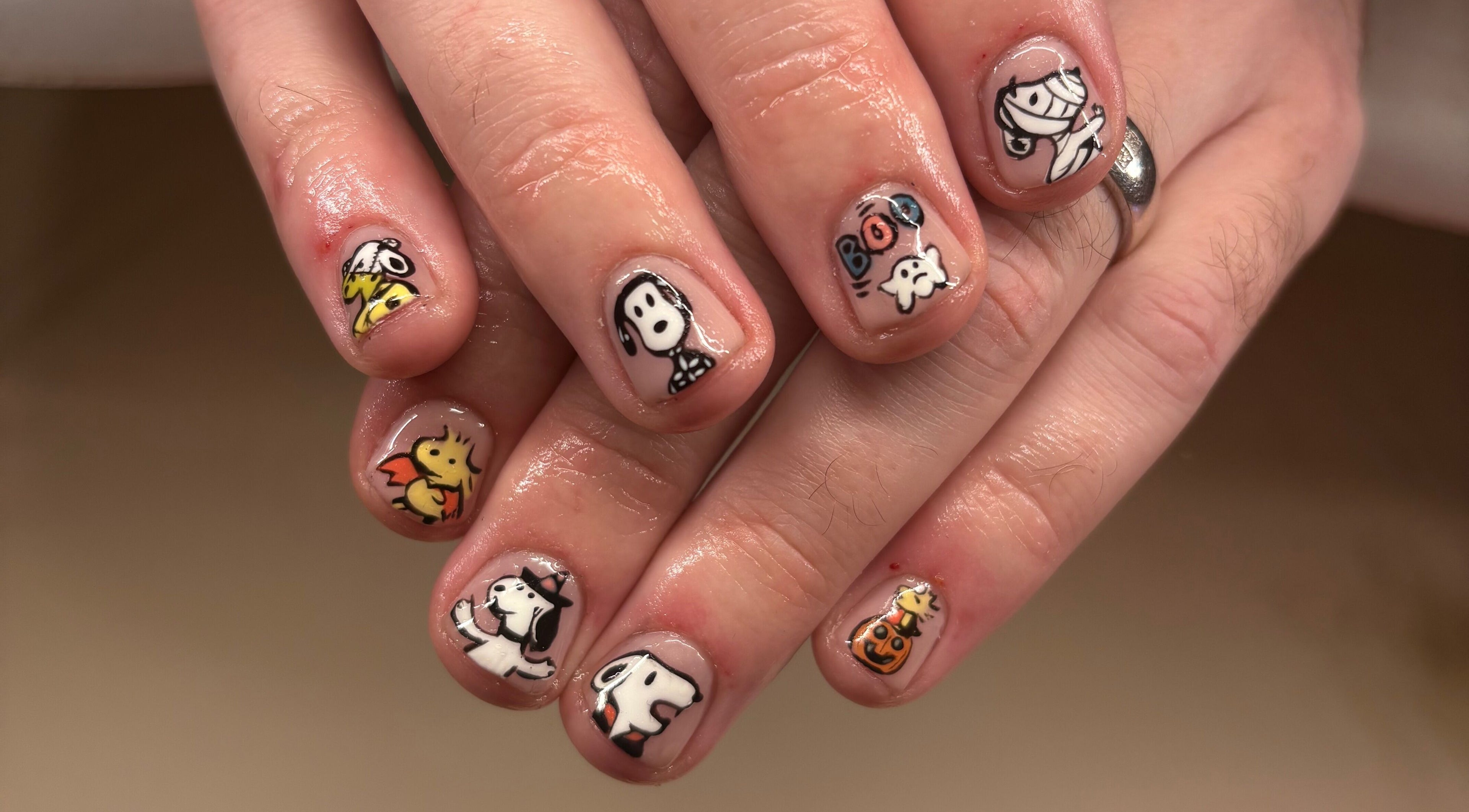 Cartoon nail art at Lanny King, High Melton, England, GB showcasing unique creative designs.