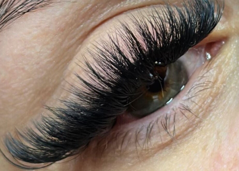 Close-up of expertly styled eyelashes at Enhanced by Leah in Stafford, England, GB.
