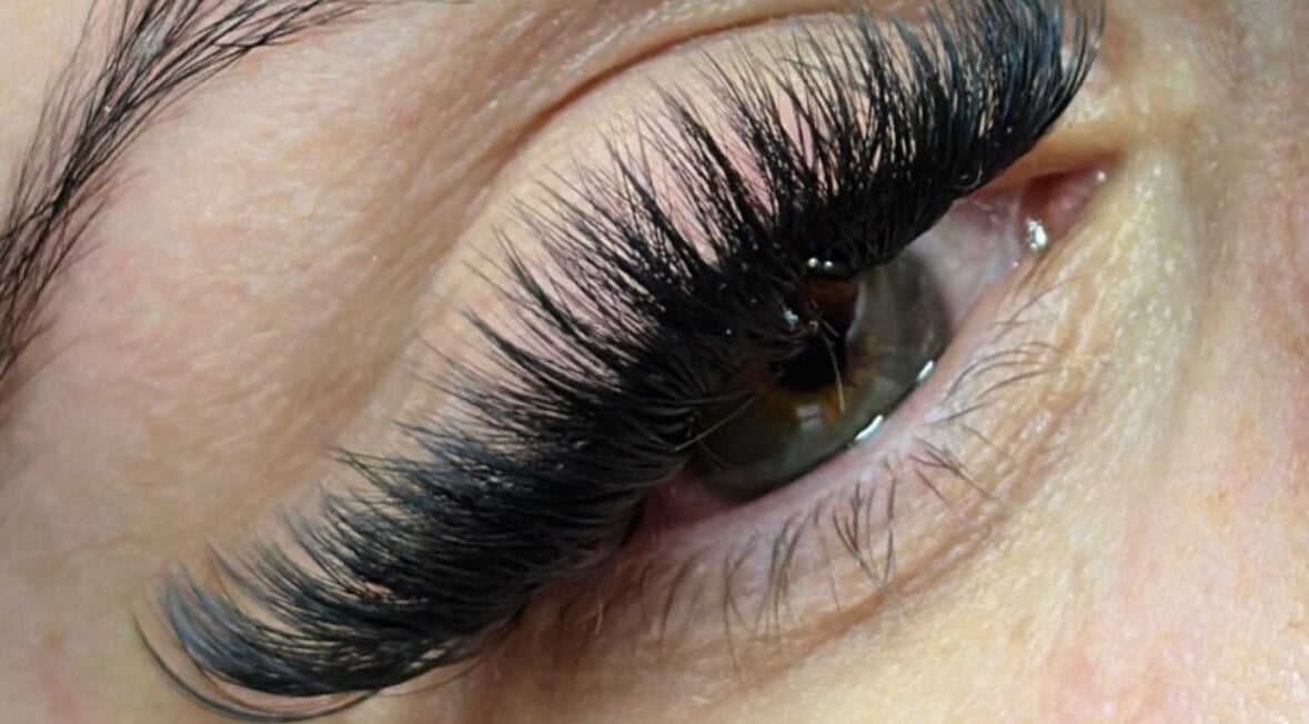 Close-up of expertly styled eyelashes at Enhanced by Leah in Stafford, England, GB.