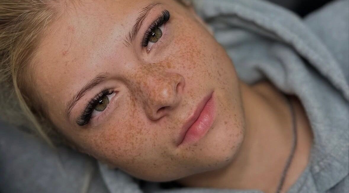 Close-up of lush eyelashes enhancement at Enhanced by Leah in Leyland, England, GB.