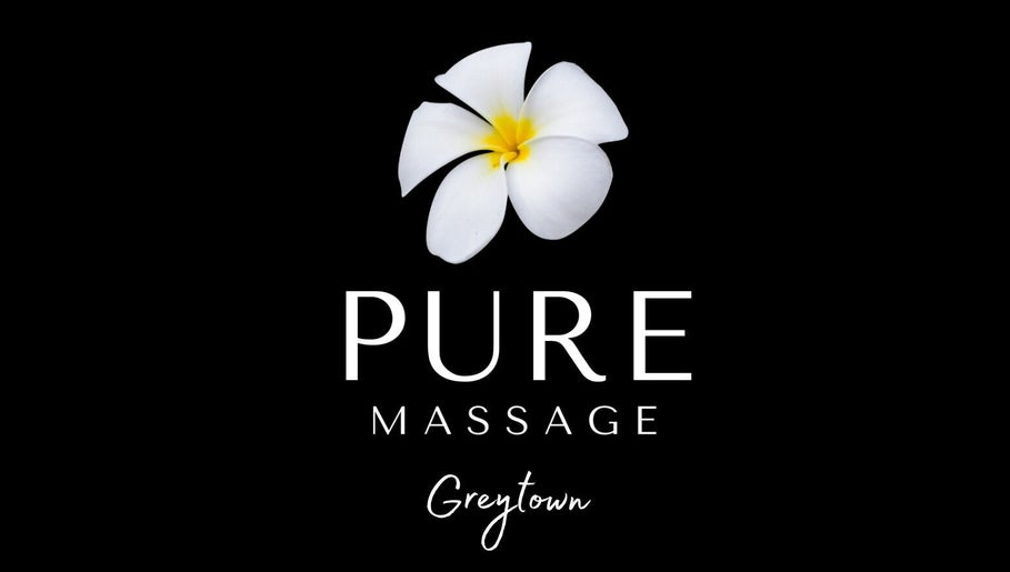 Pure Massage- Greytown logo featuring a white flower, located in Greytown, Wellington Region, NZ.