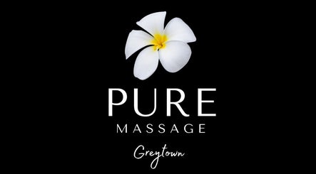 Pure Massage- Greytown logo featuring a white flower, located in Greytown, Wellington Region, NZ.
