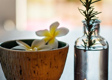 Relaxing bowl and bottle setup at Pure Massage- Greytown in Greytown, Wellington Region, NZ