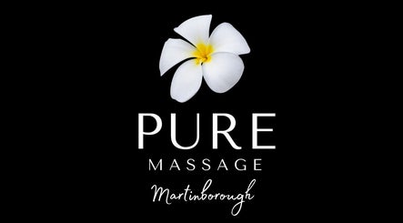 Logo of Pure Massage - Martinborough, with a white frangipani, located in Martinborough, Wellington, NZ.