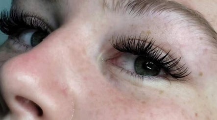 Close-up of enhanced eyelashes at Glitz and Tanned Co, Fort St. John, British Columbia, CA.