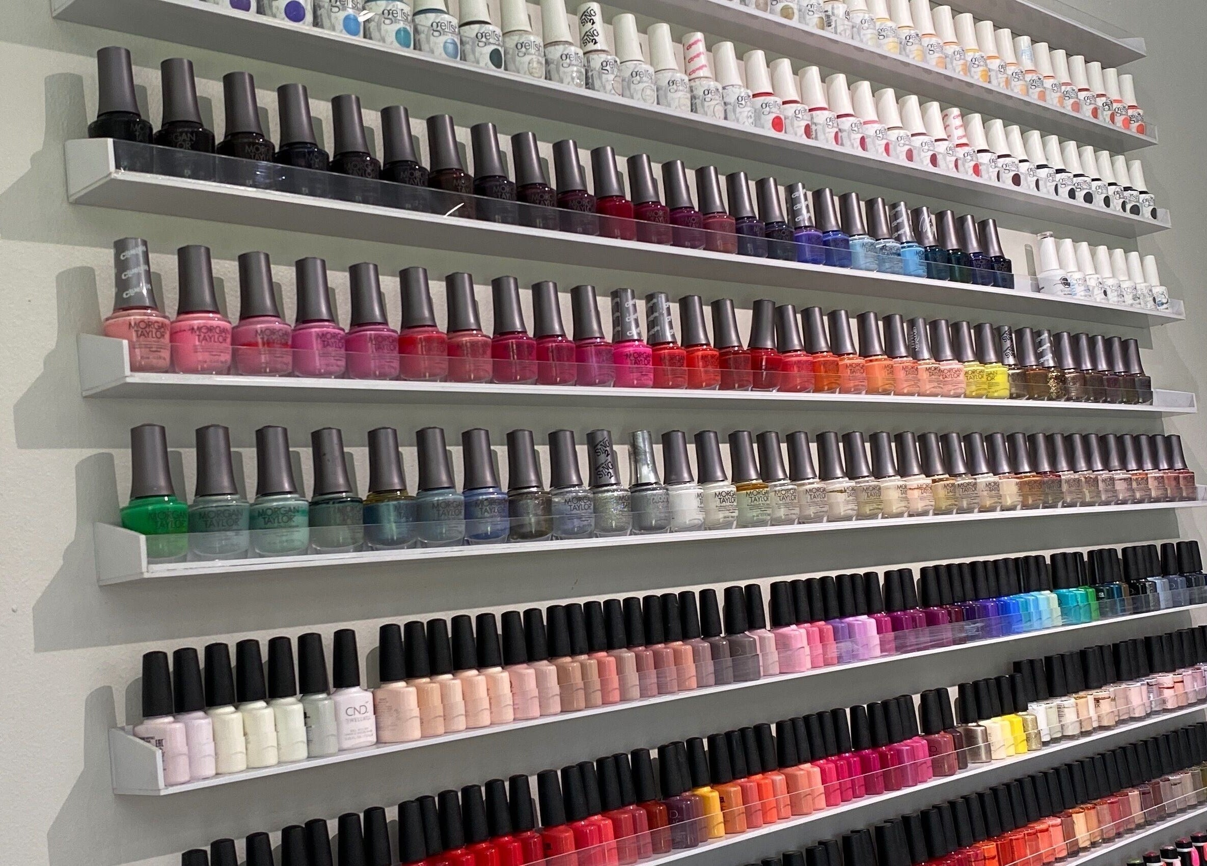 Nail polish display at DASH, Johannesburg, Gauteng, ZA featuring diverse colors.