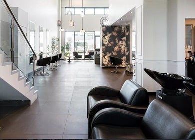 Chic and modern salon interior at Vescada Hair and Beauty, Bella Vista, New South Wales, AU.