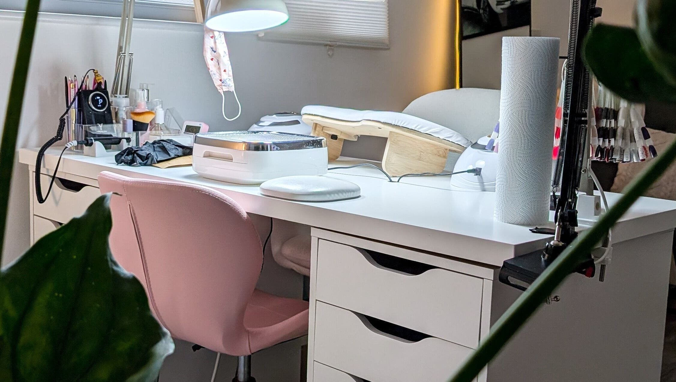 Pure&Luxe Nails workspace in Northampton, England, GB, showcasing a stylish manicure station.