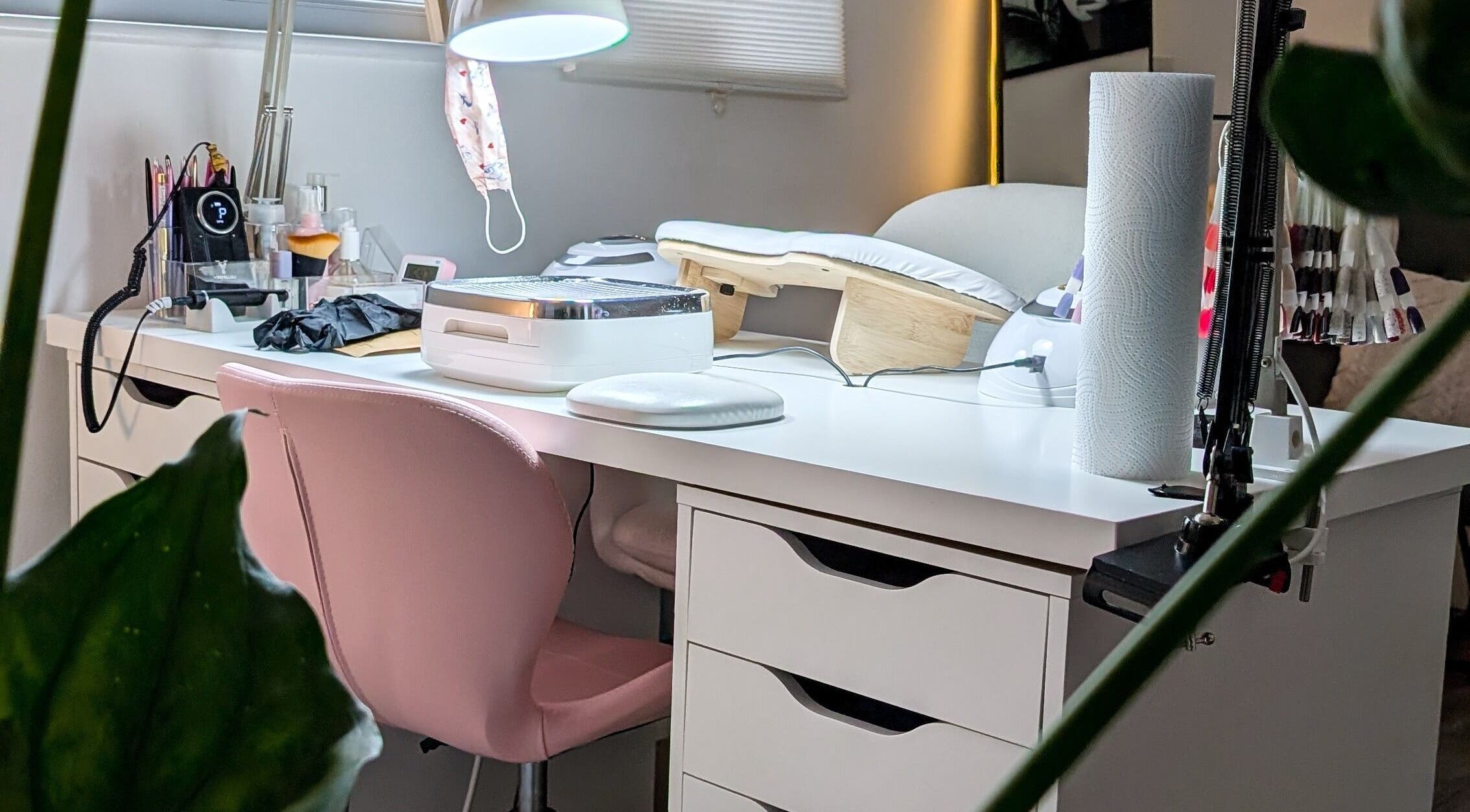 Pure&Luxe Nails workspace in Northampton, England, GB, showcasing a stylish manicure station.