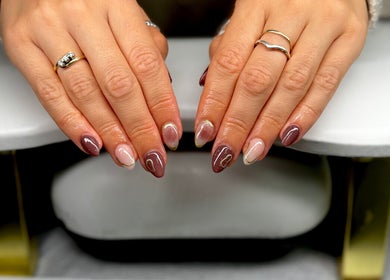 Elegant nail design with gold accents at Bree Taylorr, Weymouth, England, GB.