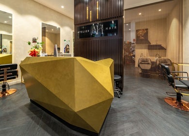 Chic reception at Atelier Hair by C, West Ryde, New South Wales, AU, highlighting modern salon decor.