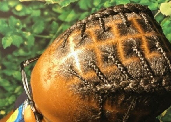 Stylish braided hairstyle at Rich Girlz Hair Studio in Houston, Texas, US, showcasing expert hair artistry.