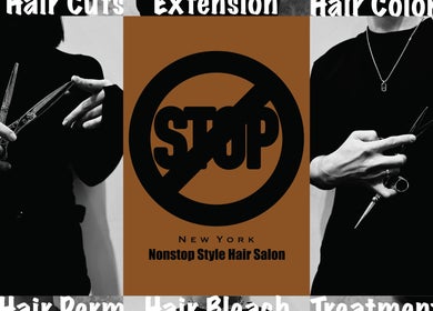 Stylish scissors at Nonstop Style 11, New York, New York, US. Black and white salon theme with modern vibe.