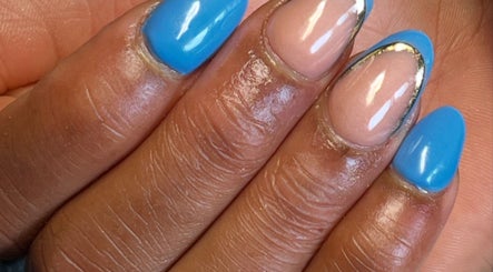 Stylish blue and nude nails at Nailed by Jadexx, Dublin, County Dublin, IE. Perfect for a fresh look.