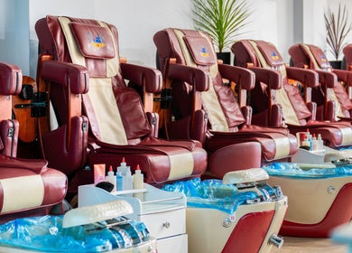 Pedicure chairs and stations at Ease’s Nail and Beauty Caringbah, Caringbah, New South Wales, AU.