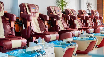 Pedicure chairs and stations at Ease’s Nail and Beauty Caringbah, Caringbah, New South Wales, AU.