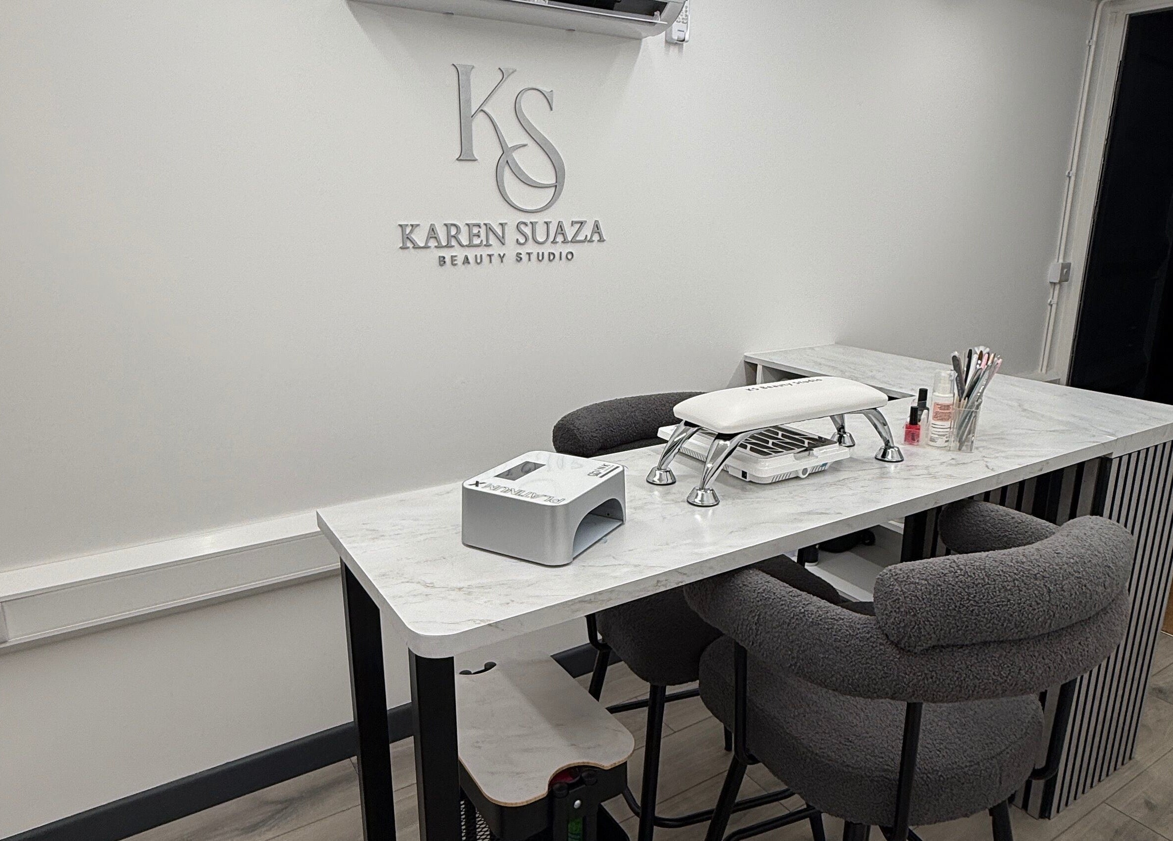 Nail care station at KS Karen Suaza Beauty Studio in Brookwood, England, GB.