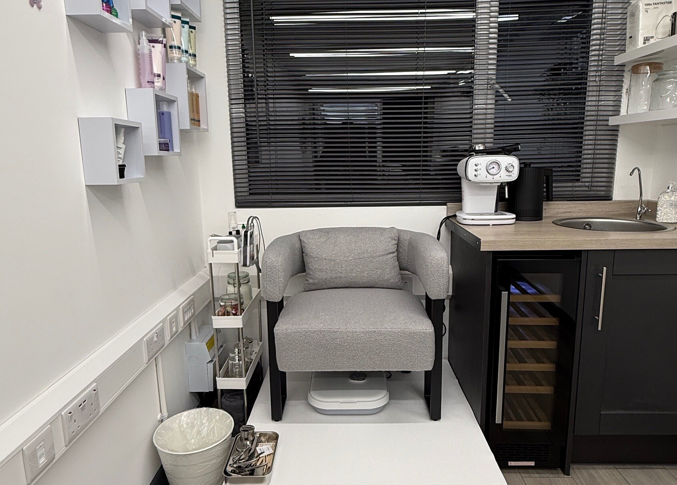 Comfortable seating and sleek decor at KS Karen Suaza Beauty Studio, Brookwood, England, GB.
