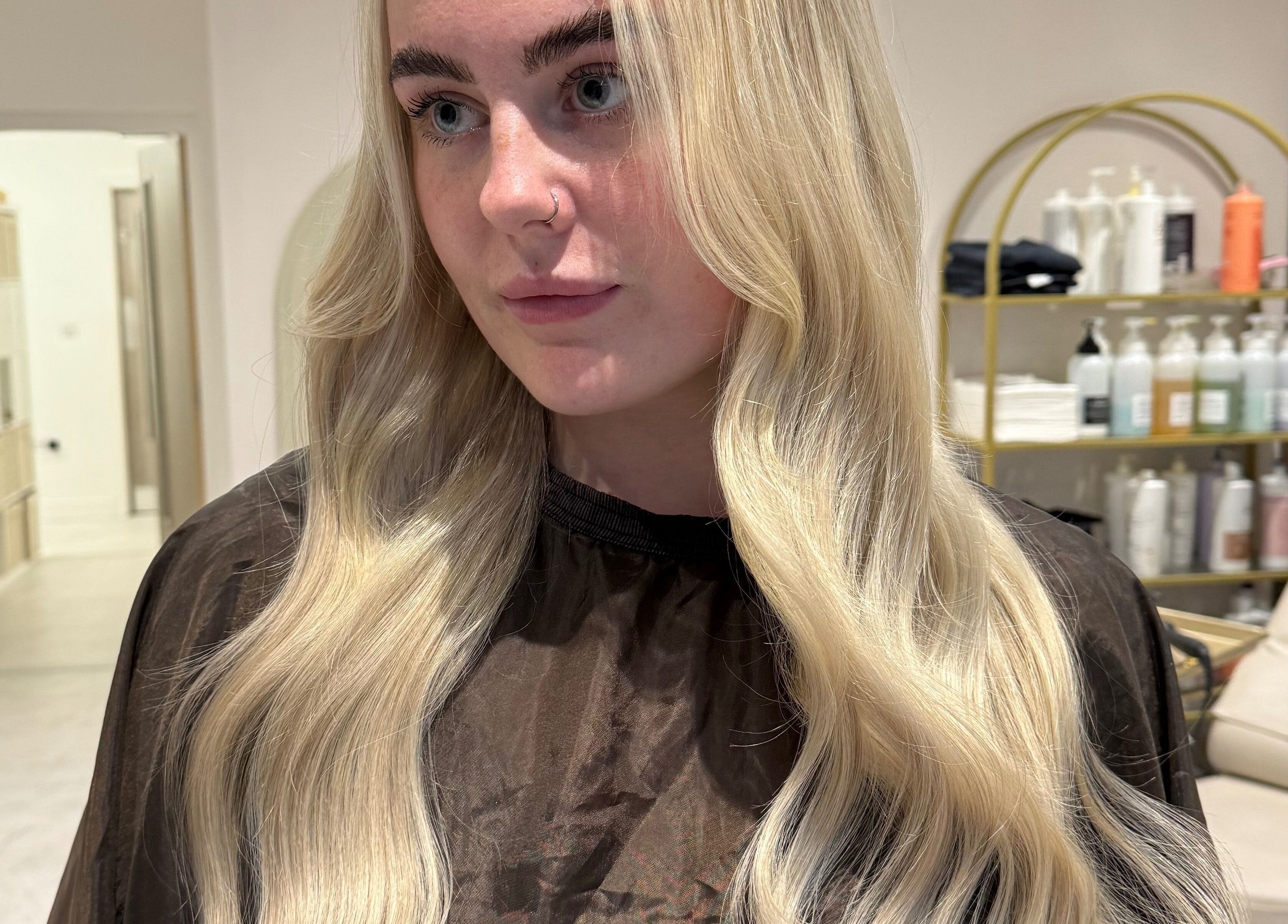 Blonde wavy hair styled at Carrie Fern Price Hair, Chesterfield, England, GB.