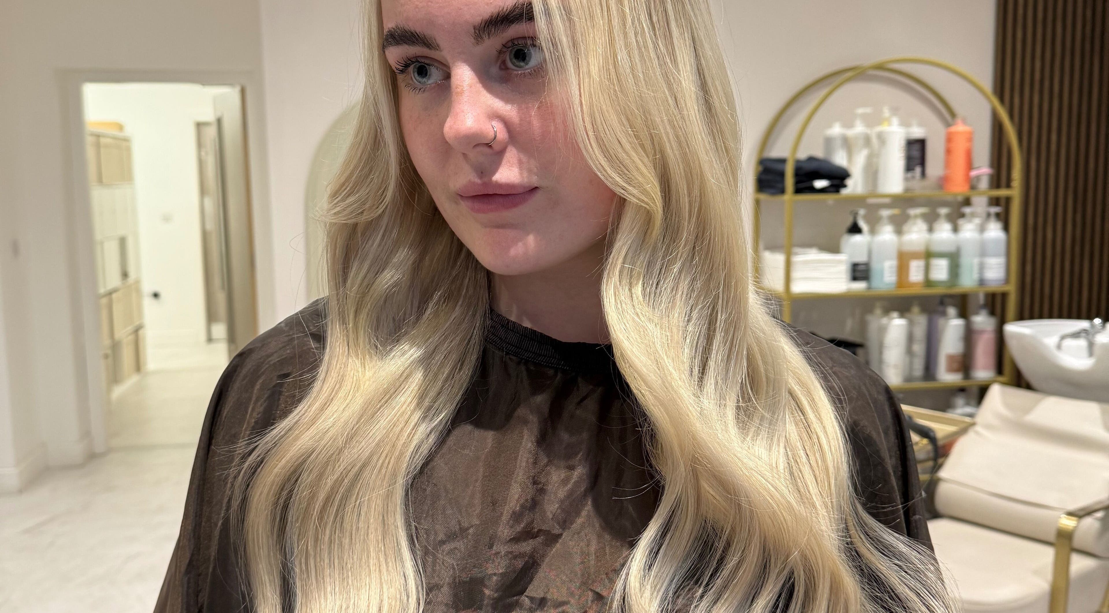 Blonde wavy hair styled at Carrie Fern Price Hair, Chesterfield, England, GB.