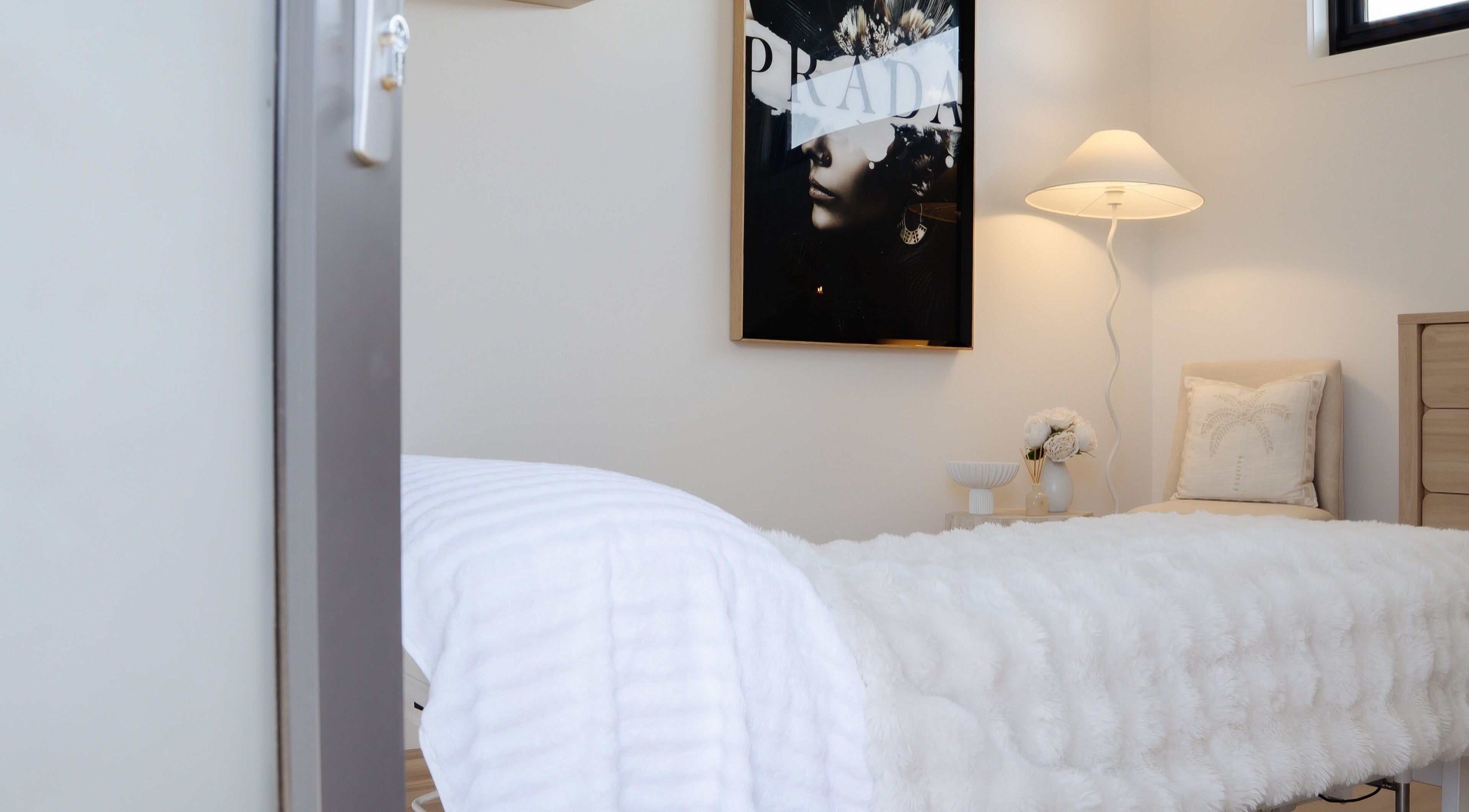 Luxurious treatment room at Indulge Body and Beauty in Moama, New South Wales, AU, with elegant decor.