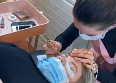 Professional eyelash application at JasMitchell Beauty in Blackburn, England, GB.