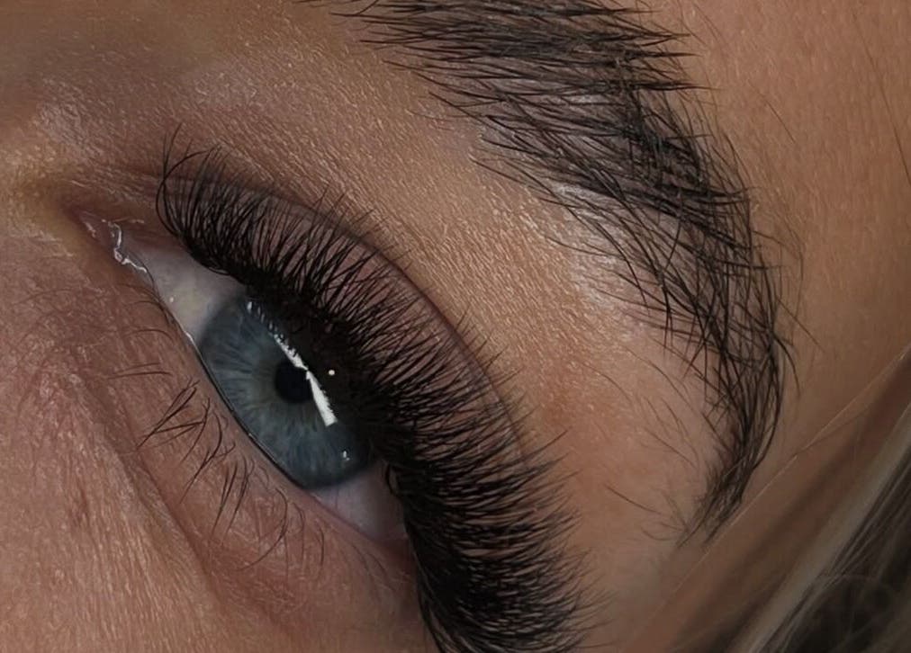 Close-up of eyelash extensions at Beauty with Ellie, Somerton, England, GB.