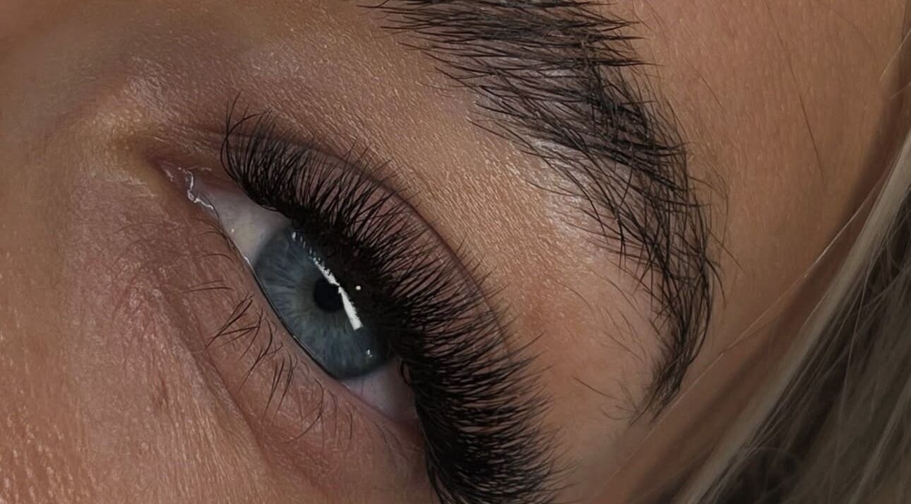Close-up of eyelash extensions at Beauty with Ellie, Somerton, England, GB.